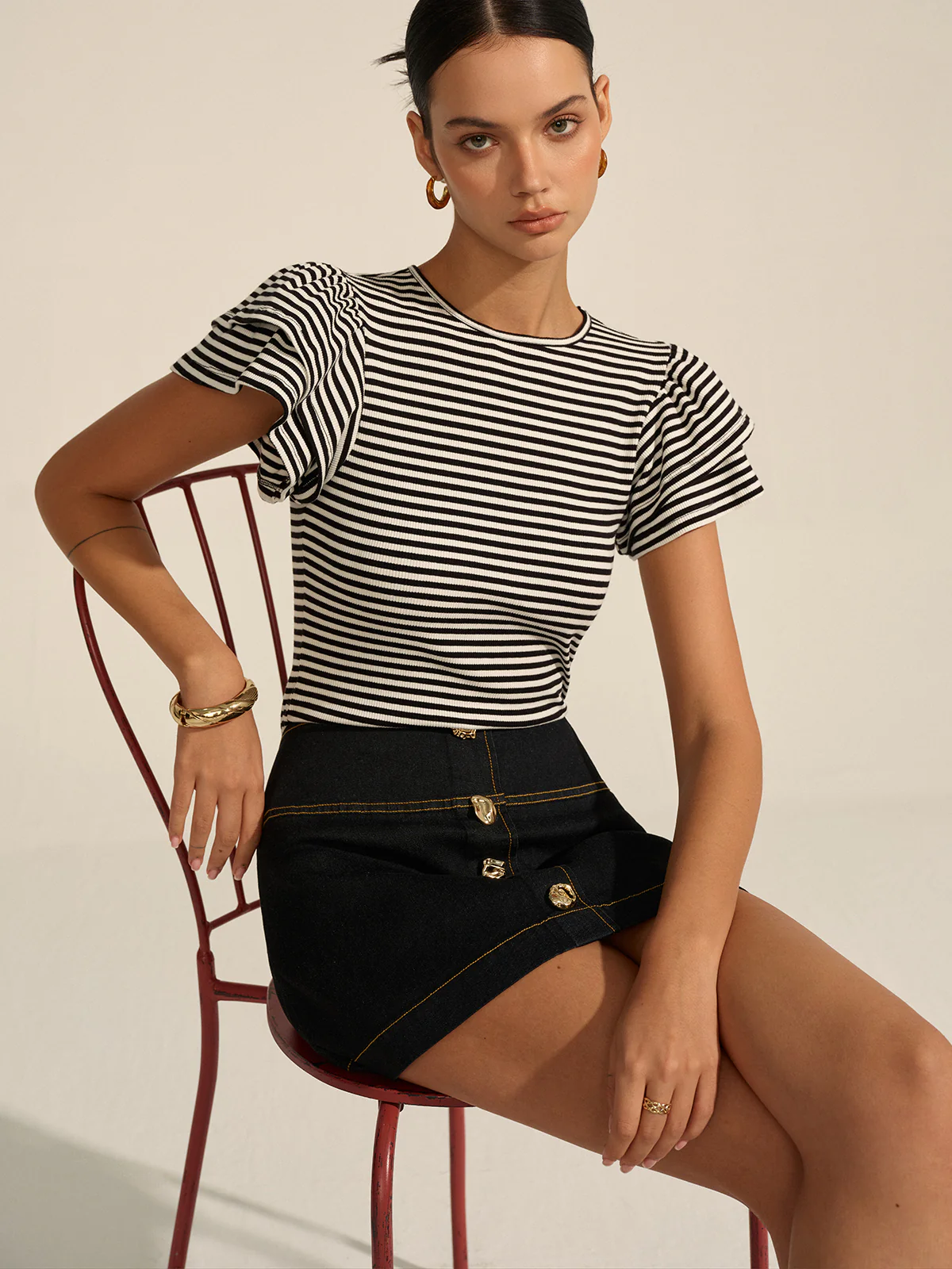 Striped Ribbed Top - Wholesalesil