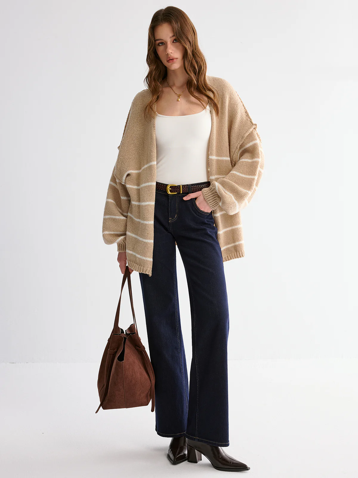 Brushed Striped Cardigan - Wholesalesil