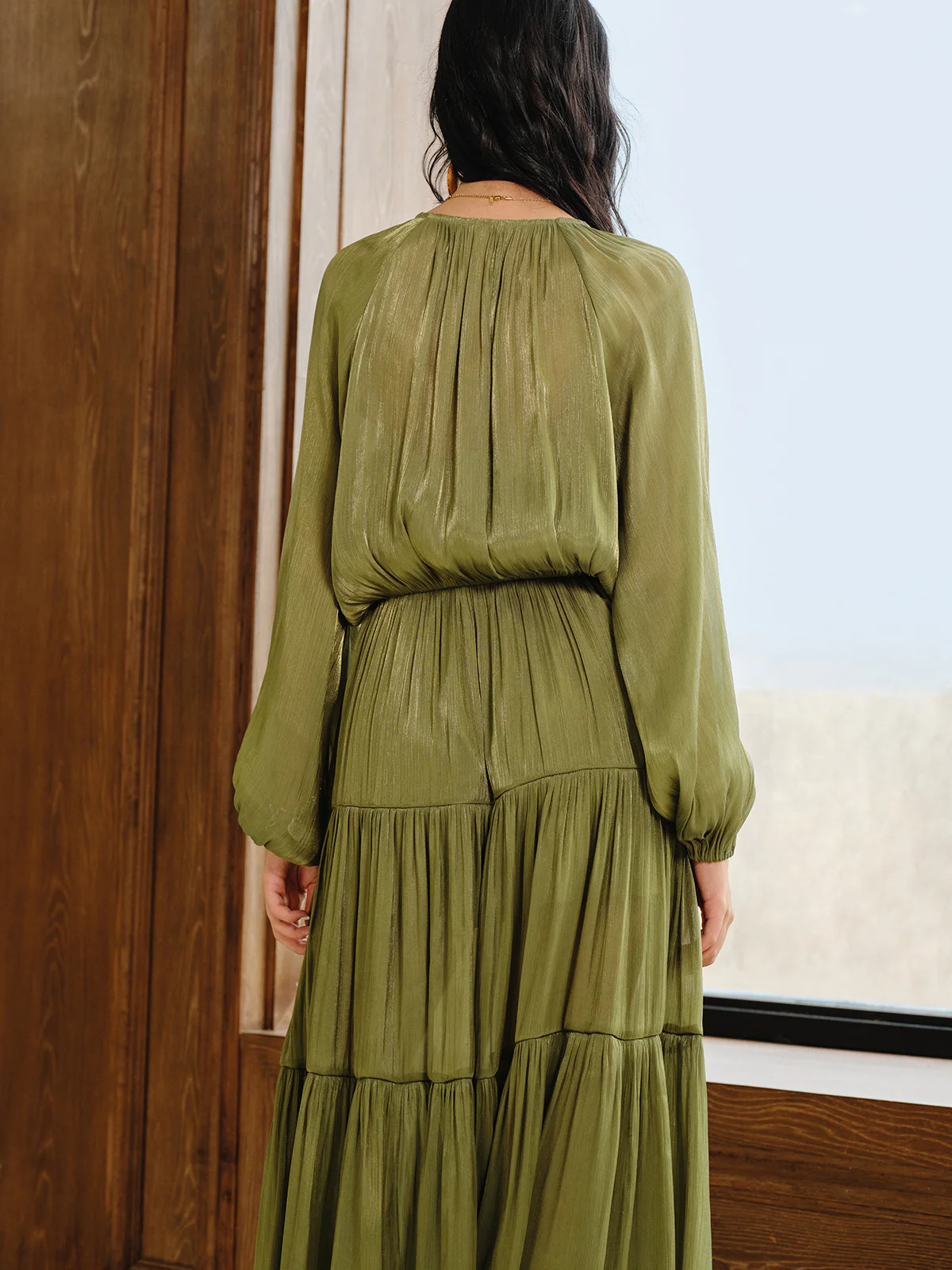 Tiered Maxi Dress Set with Liner - Wholesalesil