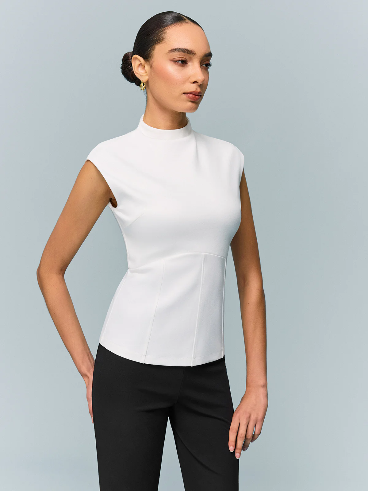 Mock Neck Corset Top - Wholesalesil