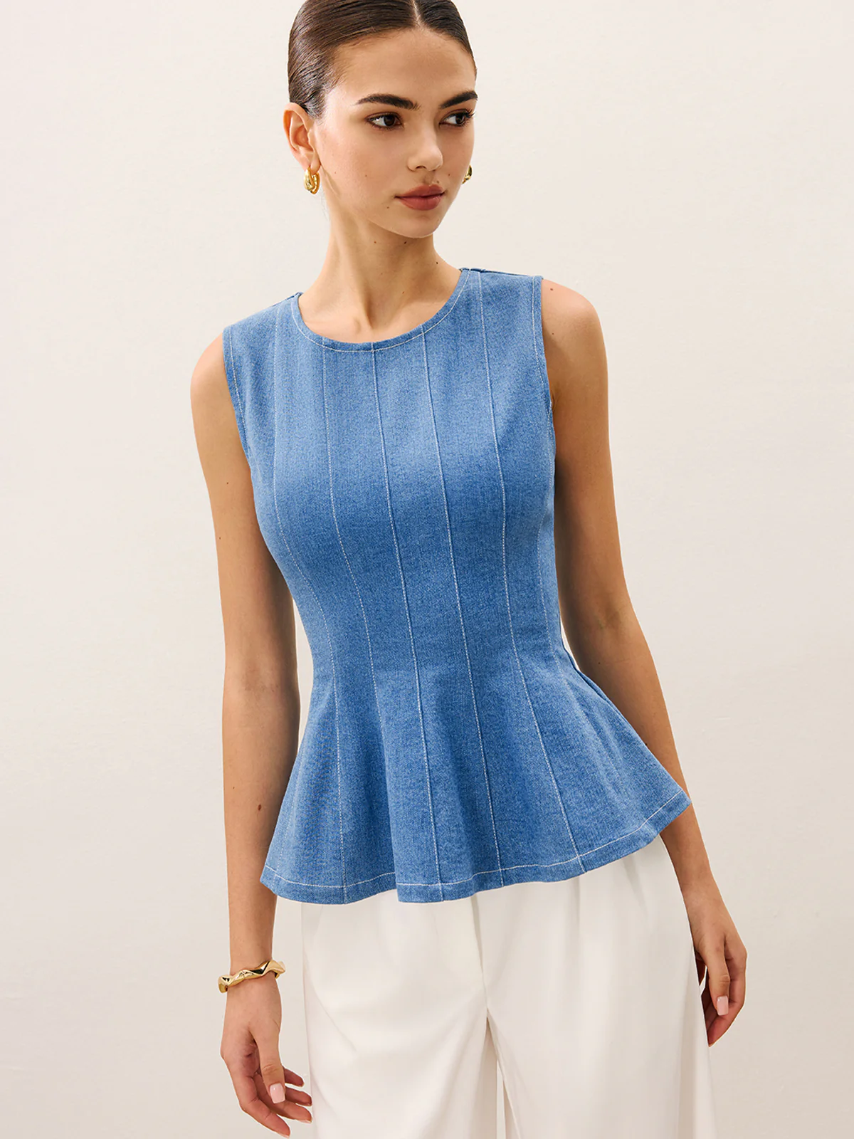 Denim Peplum Top - Wholesalesil
