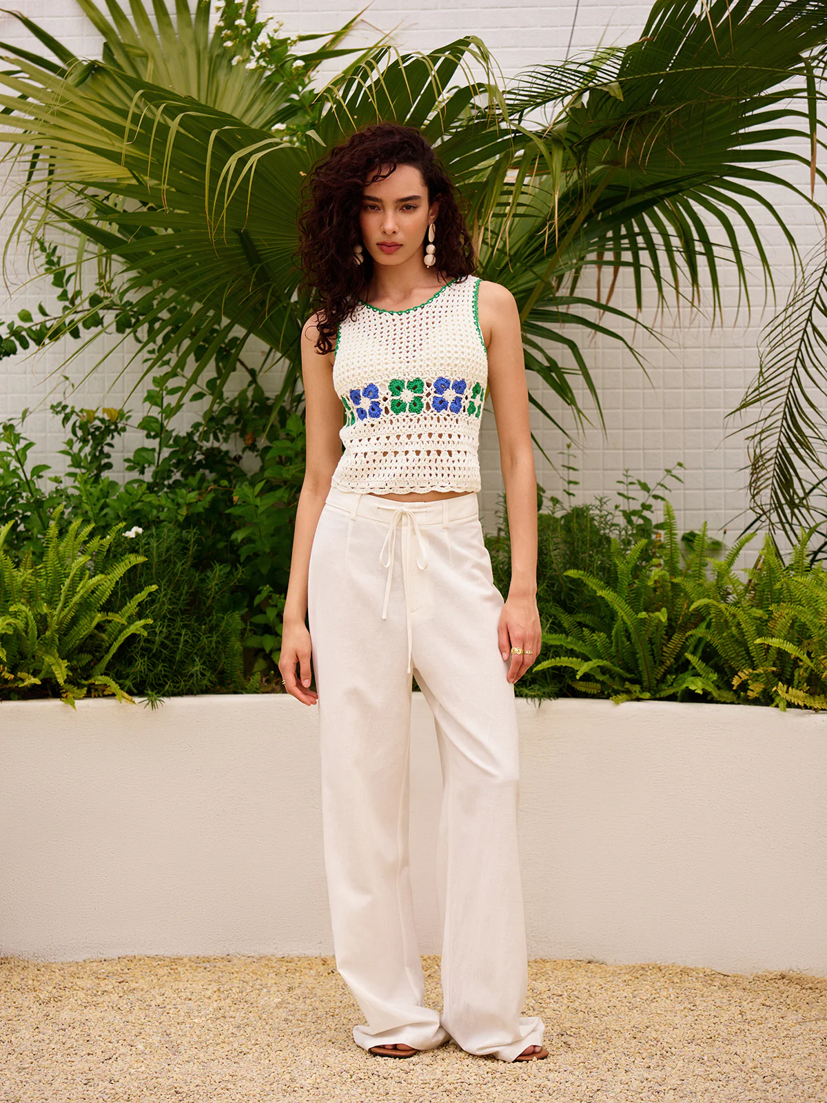 Floral Crochet Sweater Vest - Wholesalesil