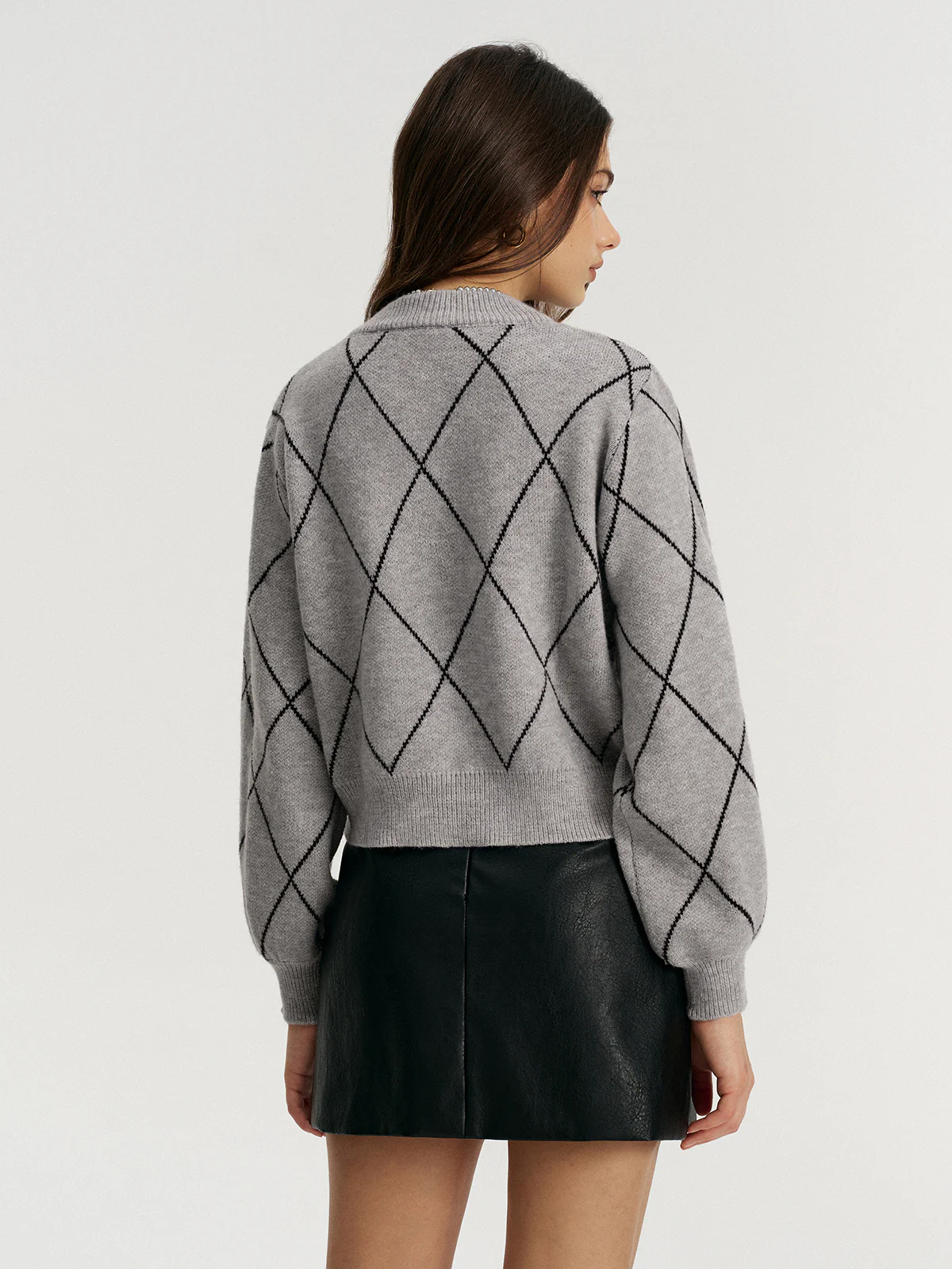 Argyle Bow Detail Sweater - Wholesalesil