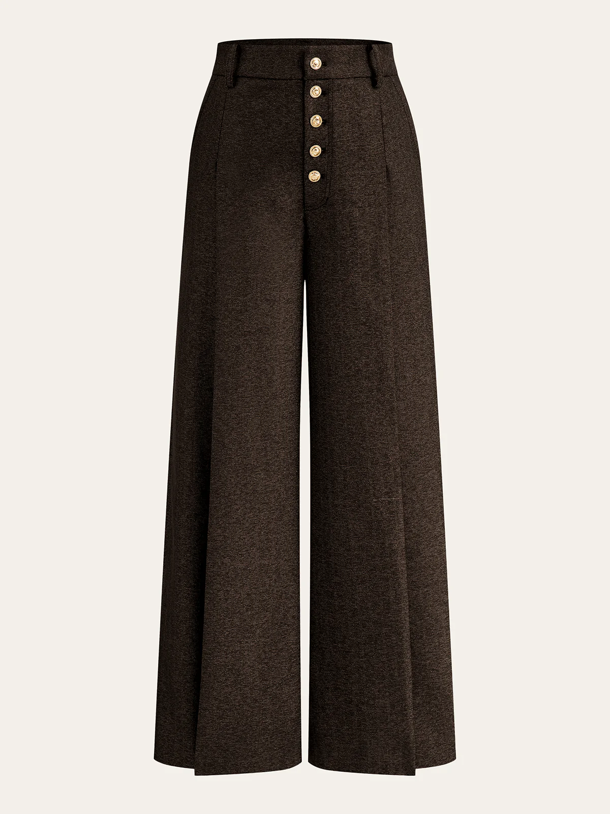 High-Waisted Button-Front Wide-Leg Pants - Wholesalesil