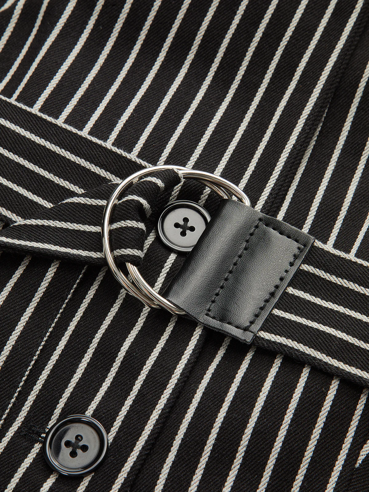 Cotton-Blend Striped Belted Longline Vest - Wholesalesil