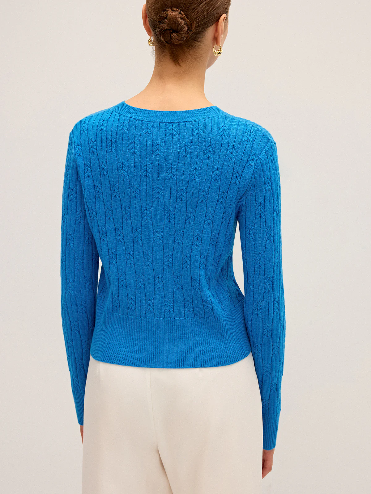 Cable Knit Wool Blend Cardigan - Wholesalesil