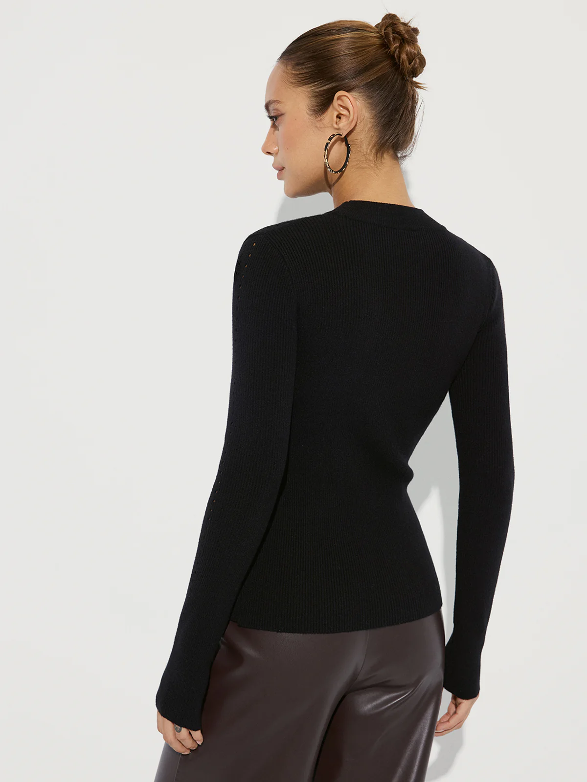 Studded Side Slit Knit Sweater - Wholesalesil