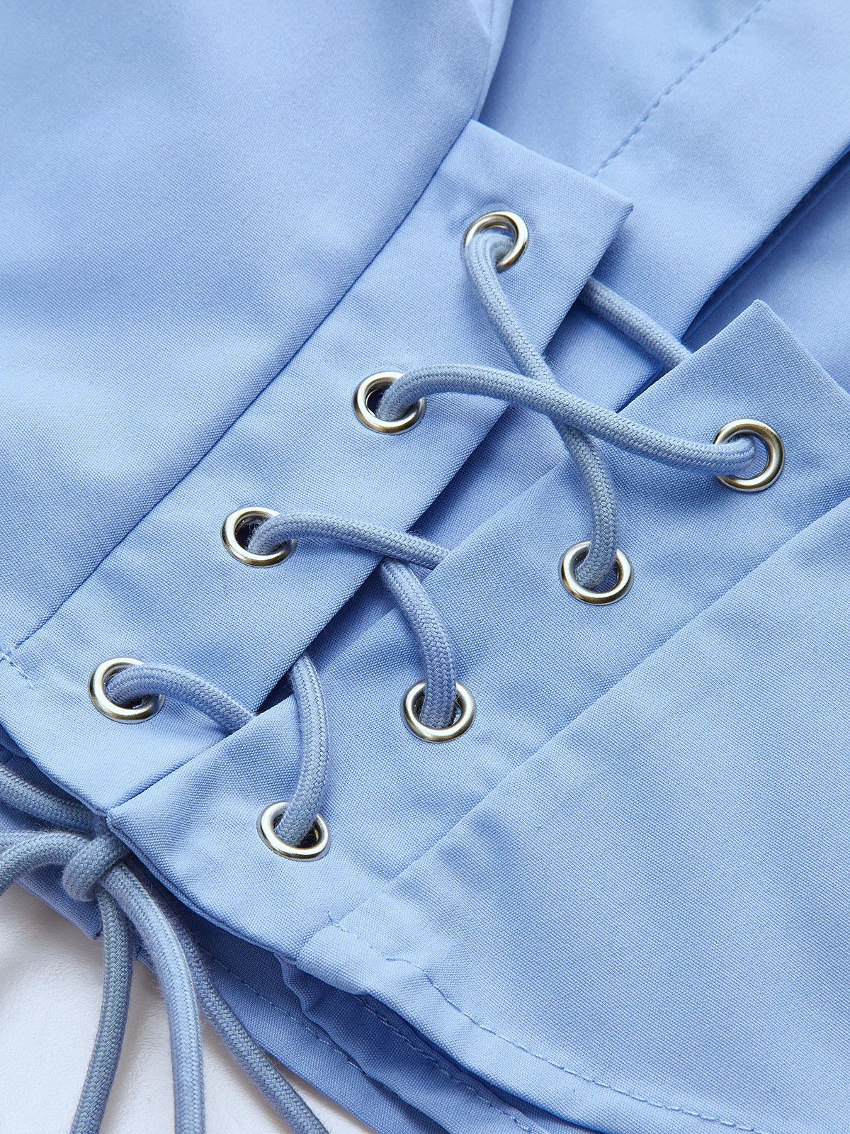 Lace-Up Waist Flare Sleeve Cropped Blouse - Wholesalesil