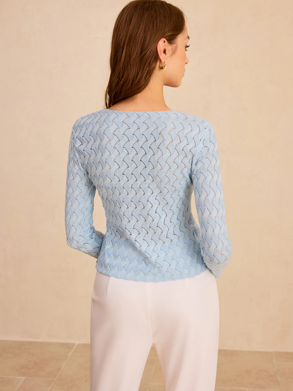 Wave Patterned Button Knit Cardigan - Wholesalesil