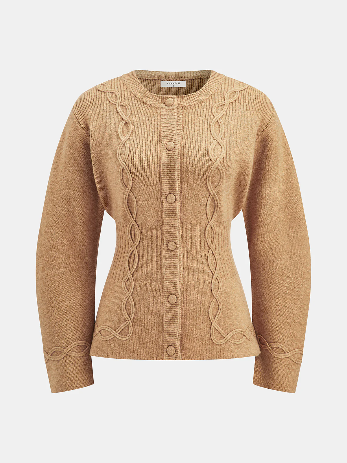 Cinched Waist Cable Knit Cardigan - Wholesalesil