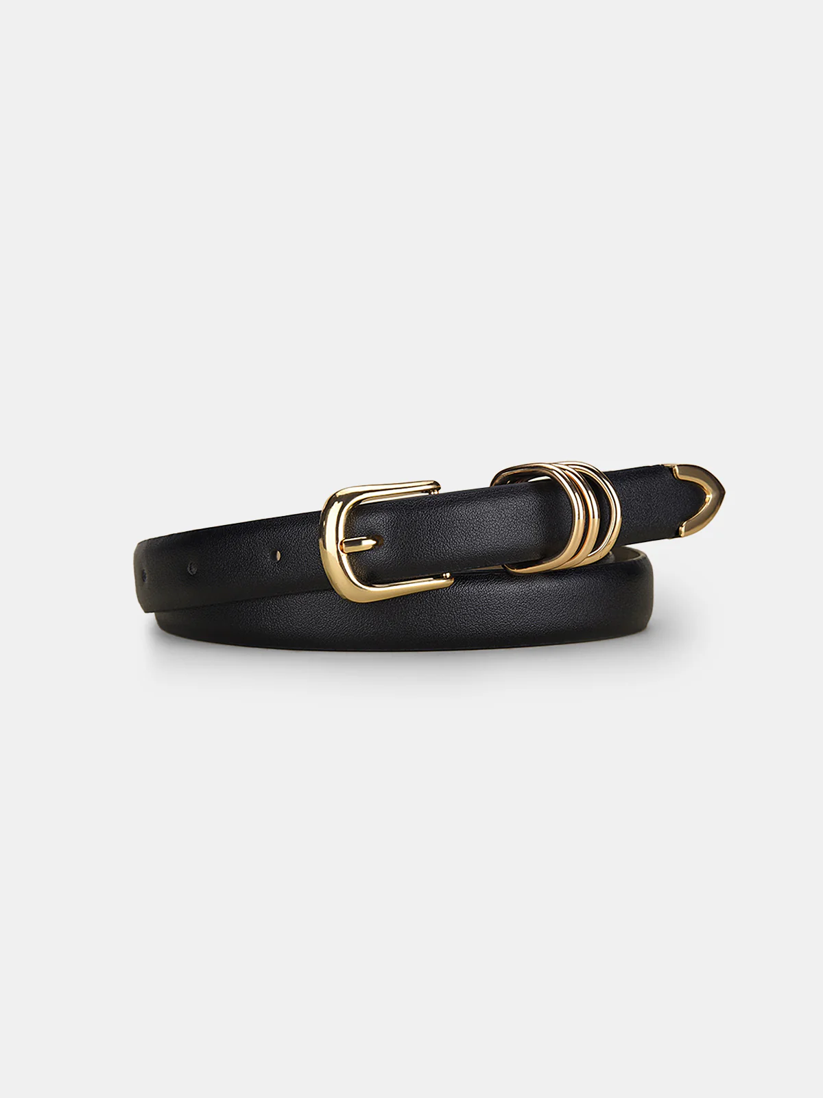 Gold Buckle Minimalist Faux Leather Belt - Wholesalesil