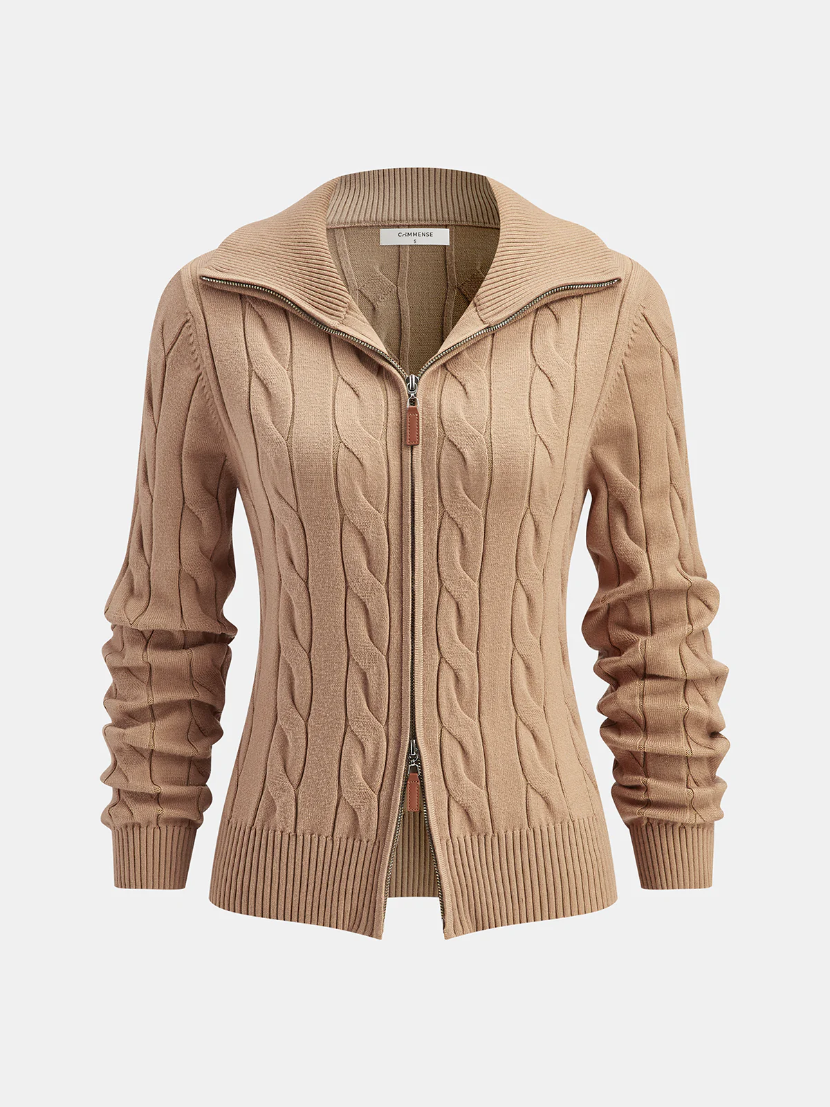 Cable Knit Zip-Up Cardigan - Wholesalesil