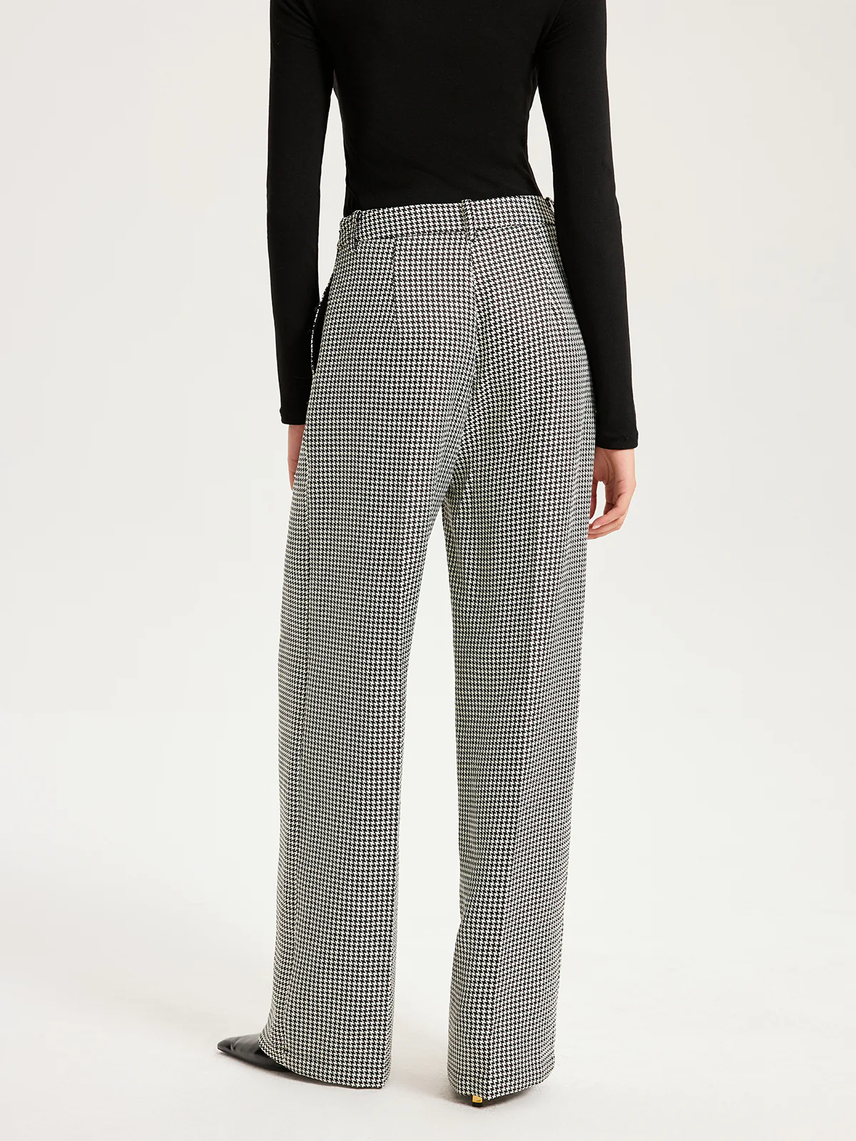 Houndstooth Embroidered Straight-Leg Pants - Wholesalesil