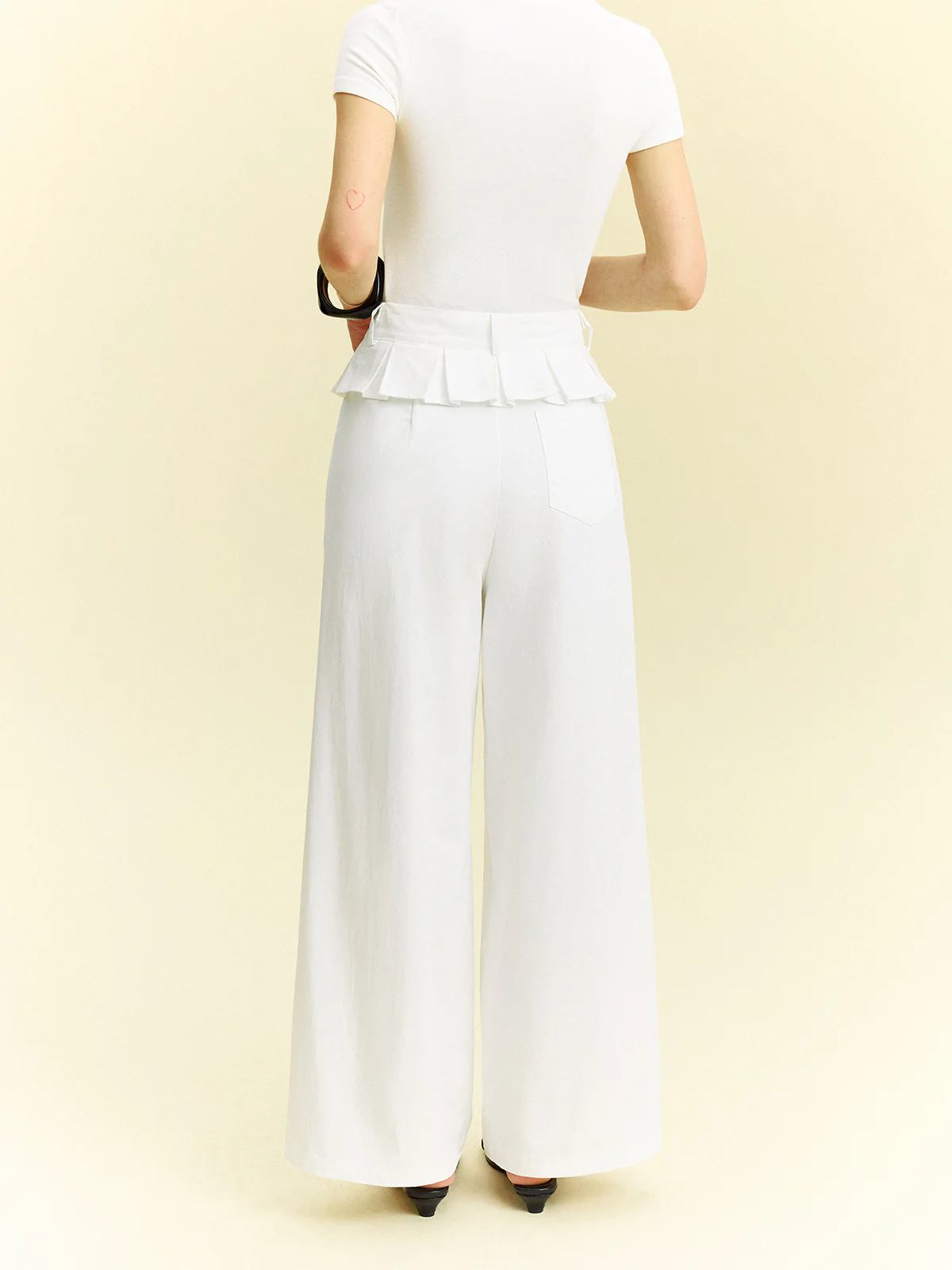 Wide-Leg Pants with Ruffle Detail - Wholesalesil