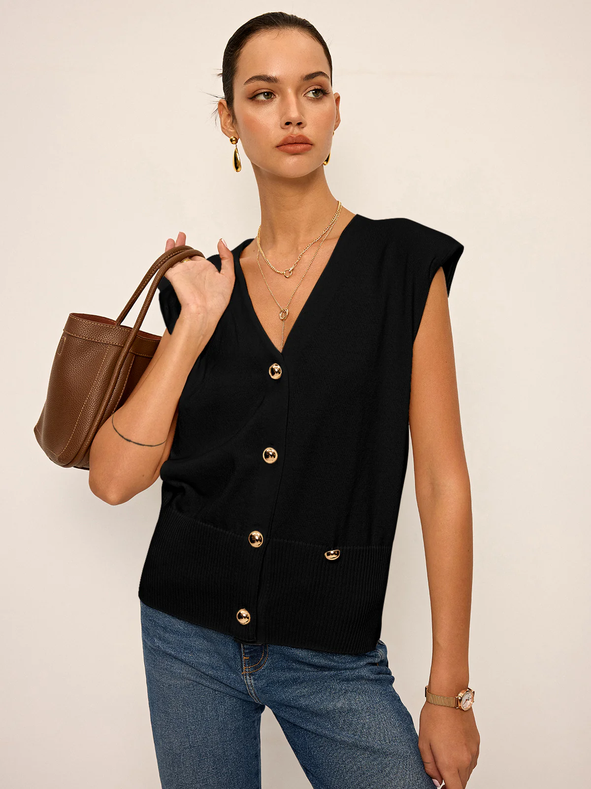 Asymmetric Two-Way Wear Knit Vest - Wholesalesil