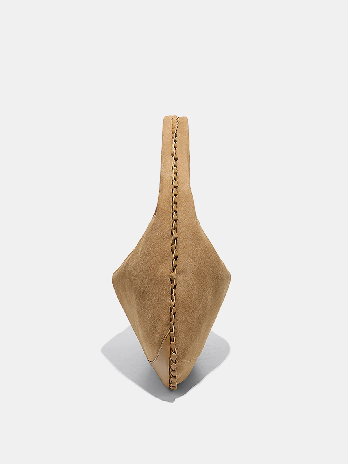 Braided Trim Suede Hobo Bag - Wholesalesil