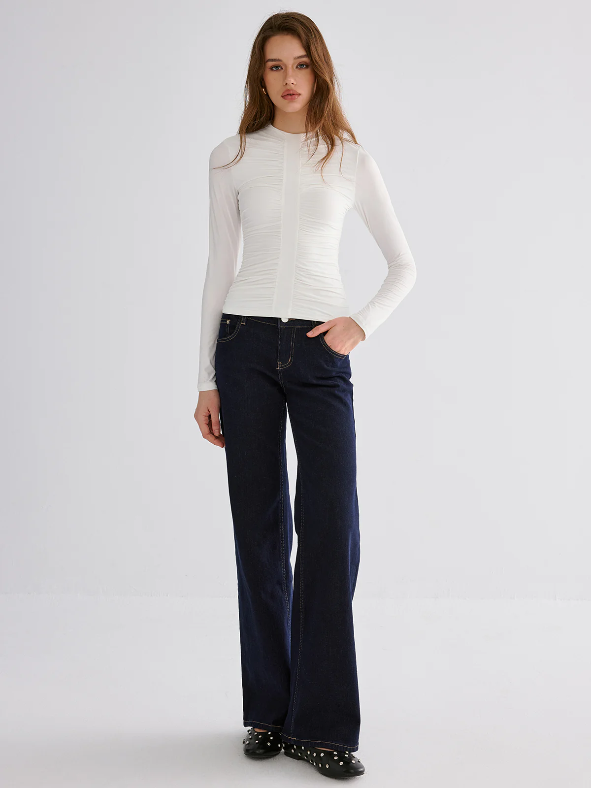 Ruched Long Sleeve Top - Wholesalesil