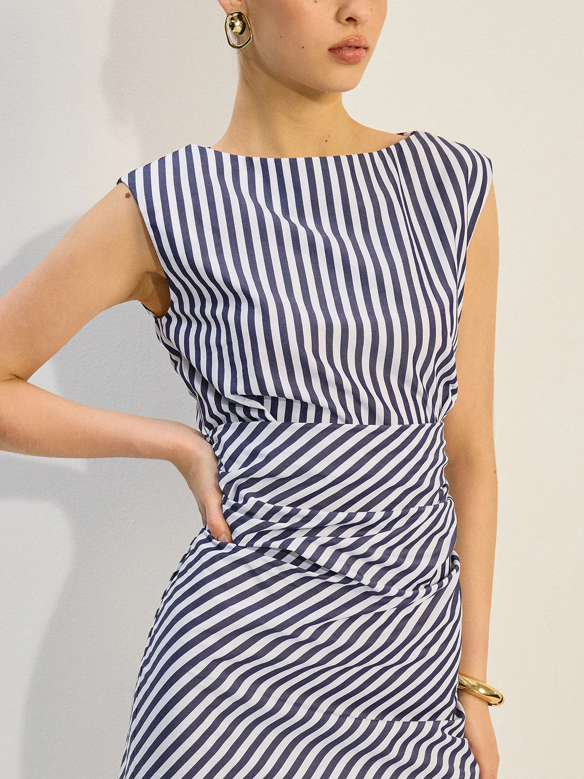 Striped Ruched Mini Dress - Wholesalesil
