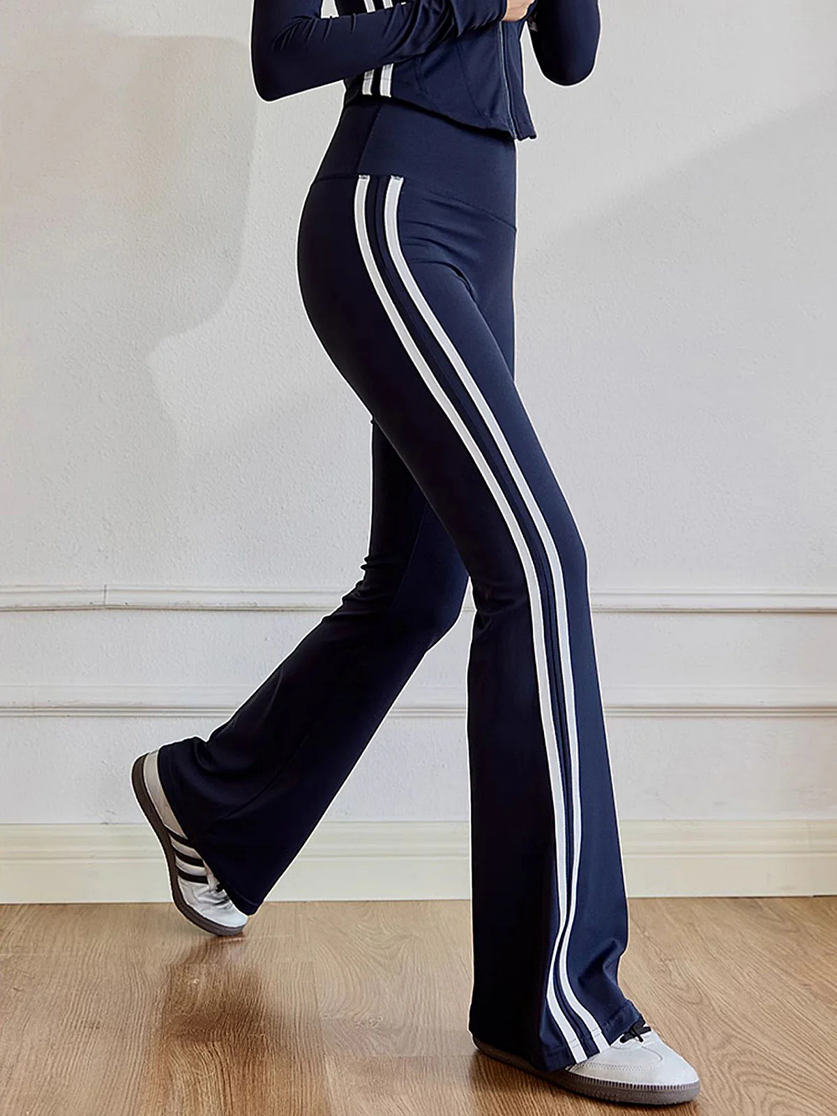 Slim Fit Side Striped High-Waist Pants - Wholesalesil
