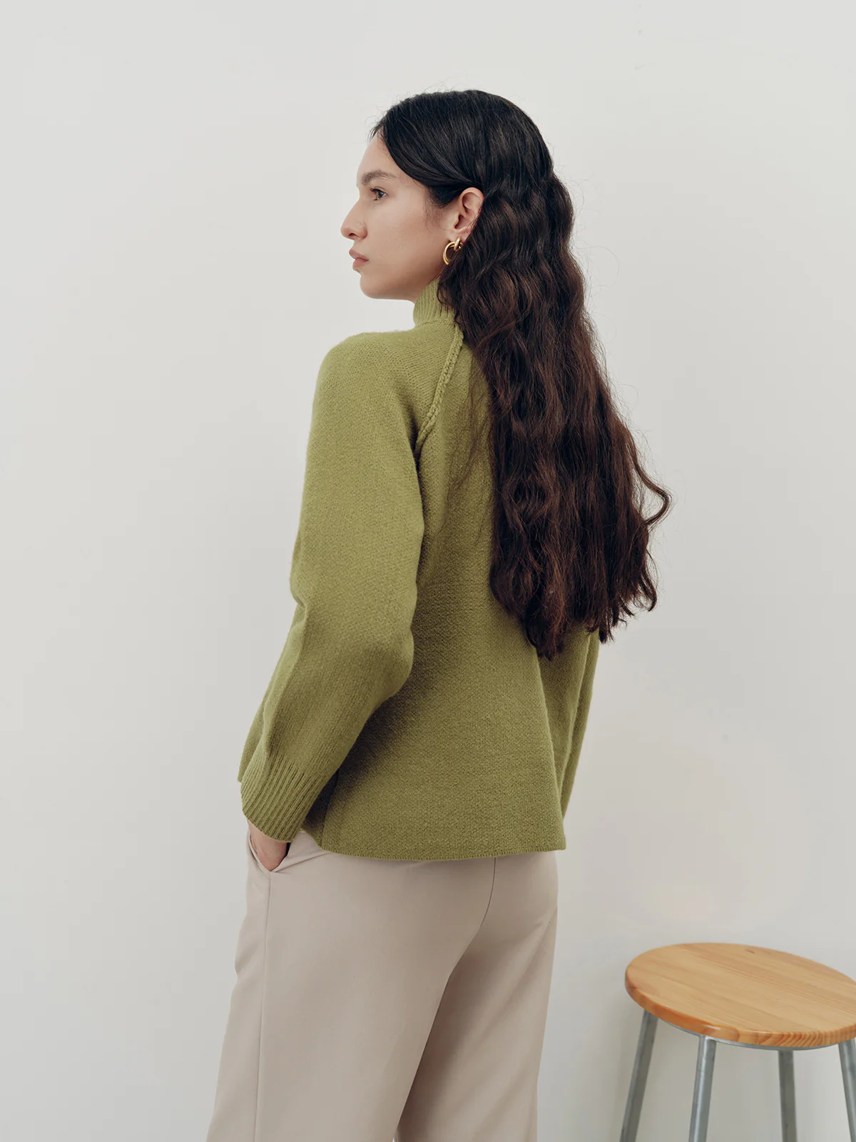 Zip-Up Turtleneck Knit Cardigan - Wholesalesil