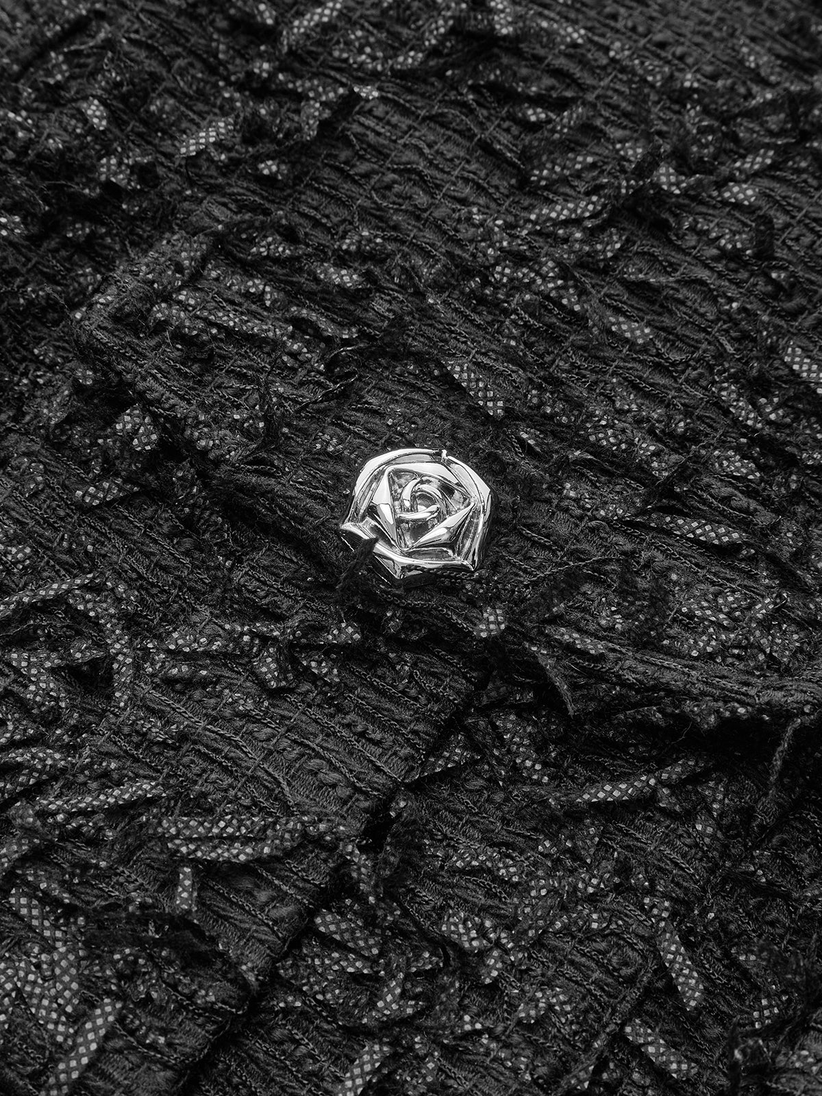 Fringed Tweed Button Sleeveless Vest - Wholesalesil