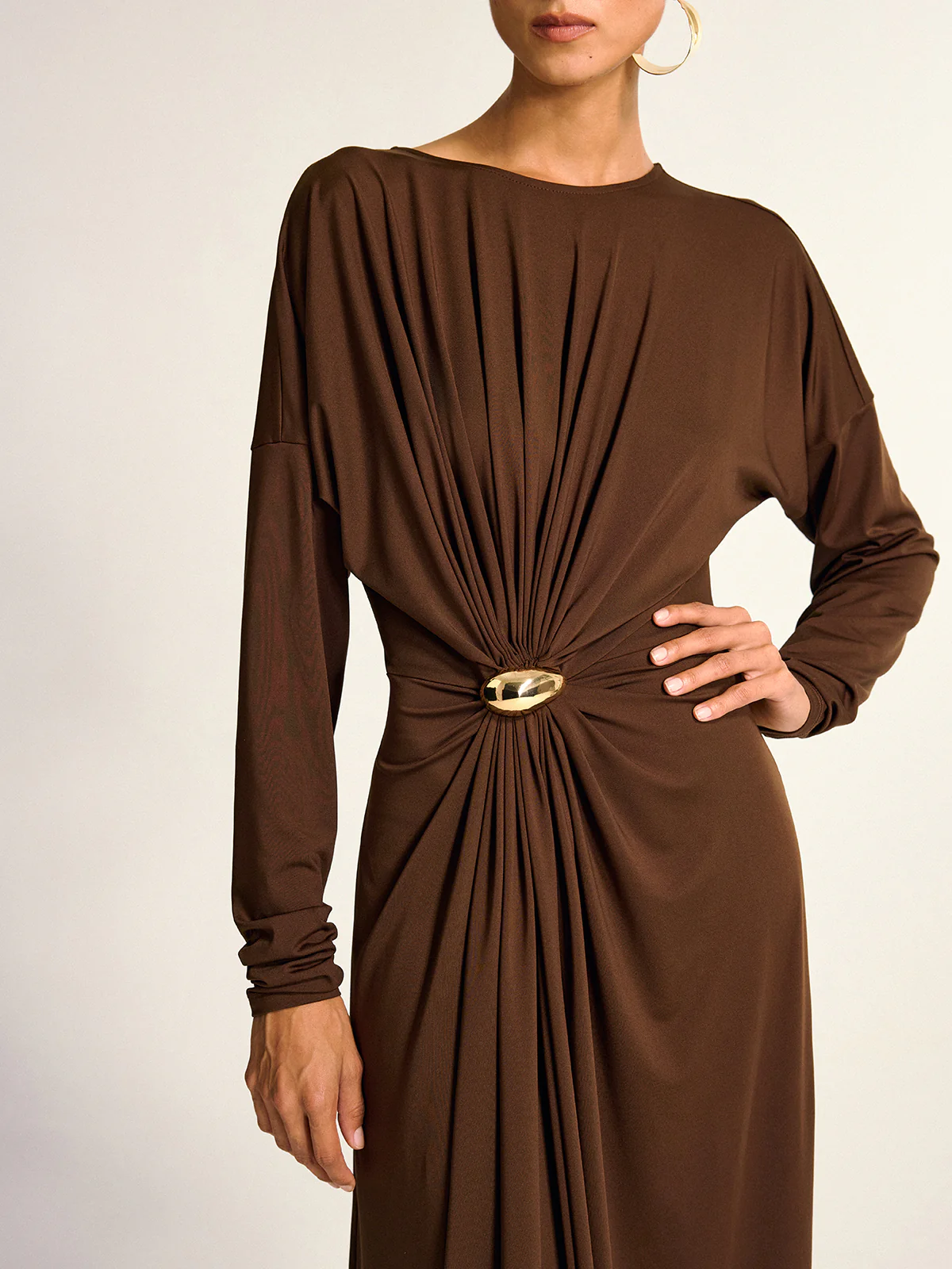 Metal Detail Draped Maxi Dress - Wholesalesil