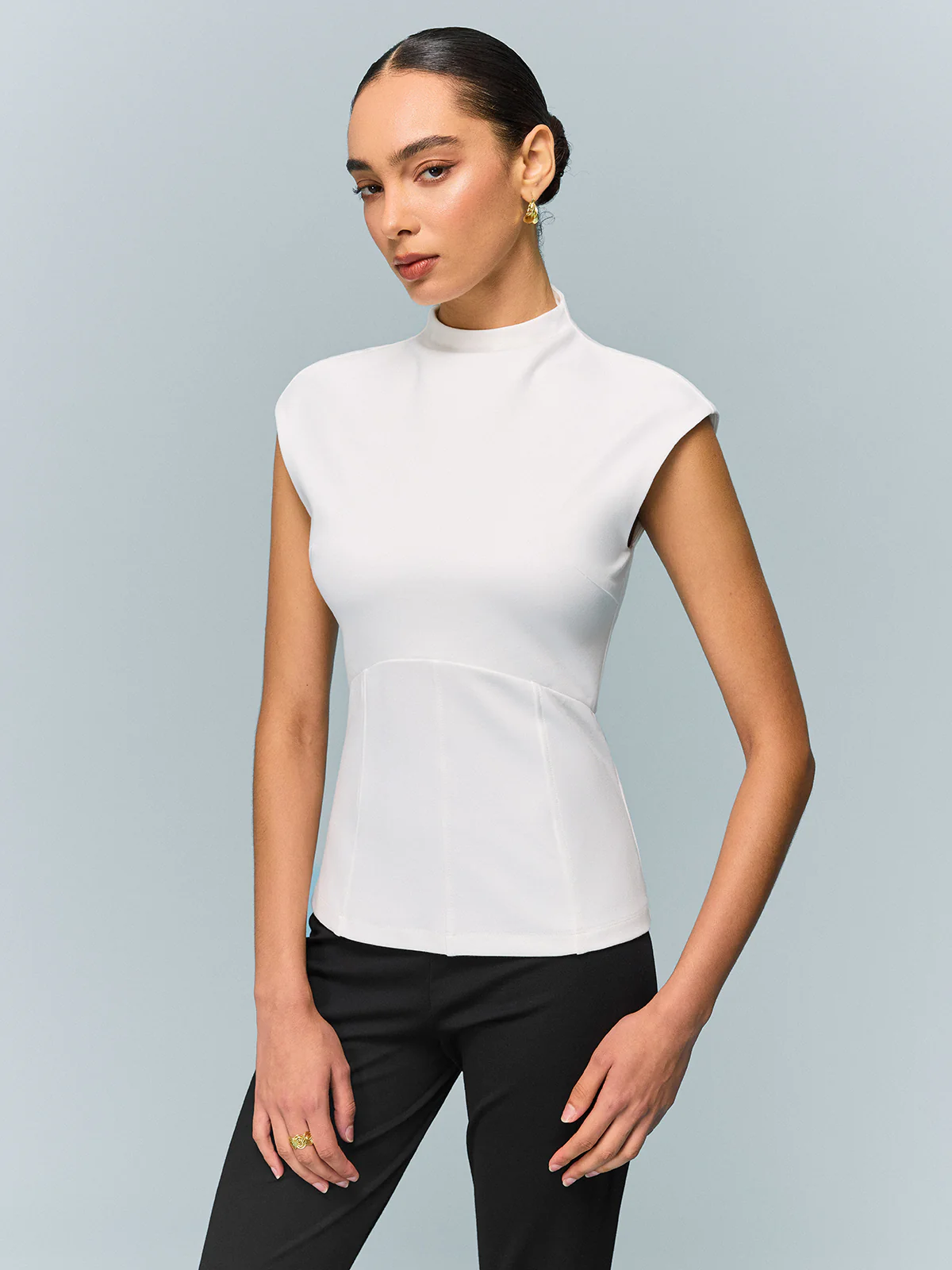 Mock Neck Corset Top - Wholesalesil