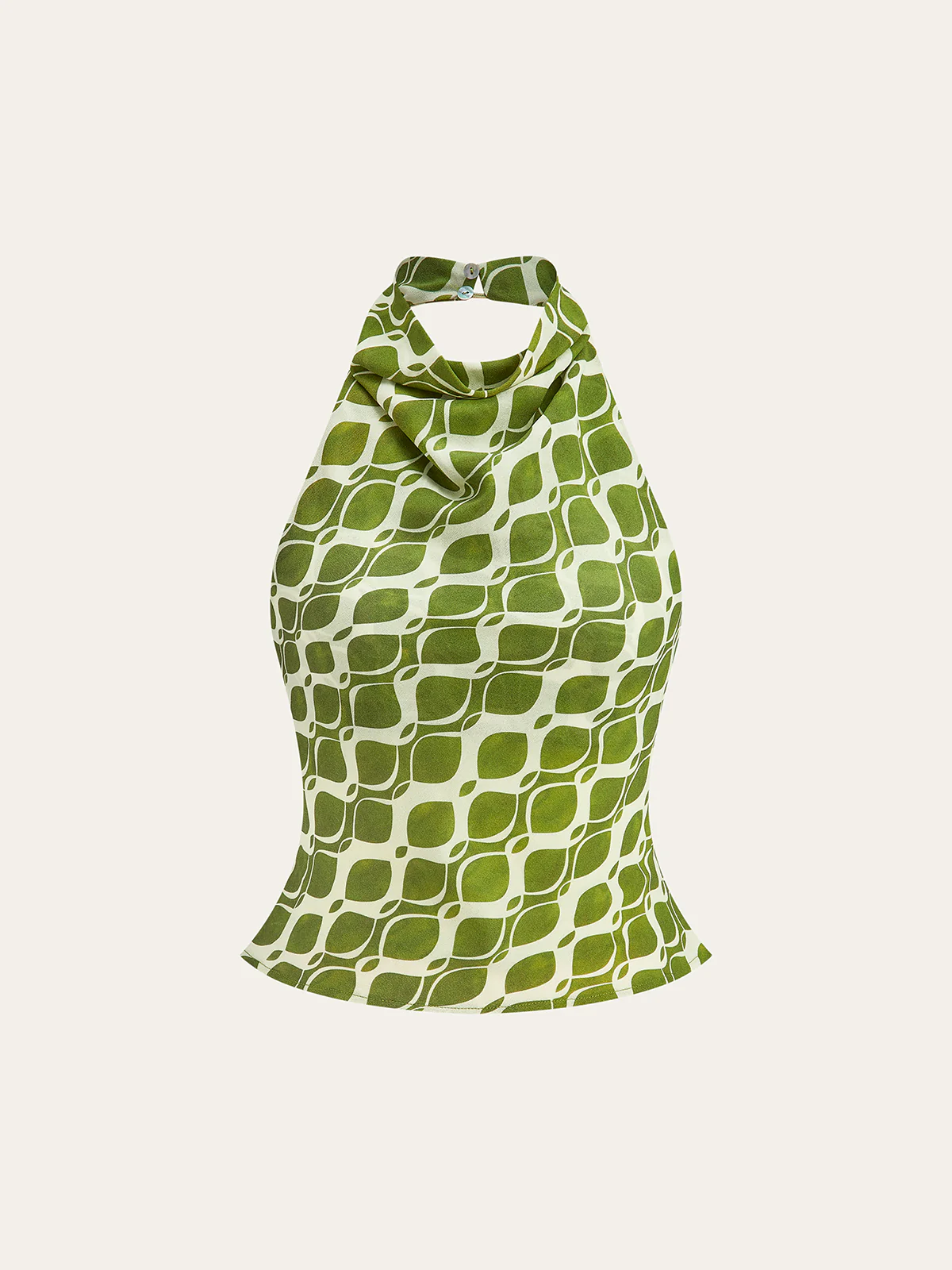 Semi-Sheer Printed Halter Neck Top - Wholesalesil