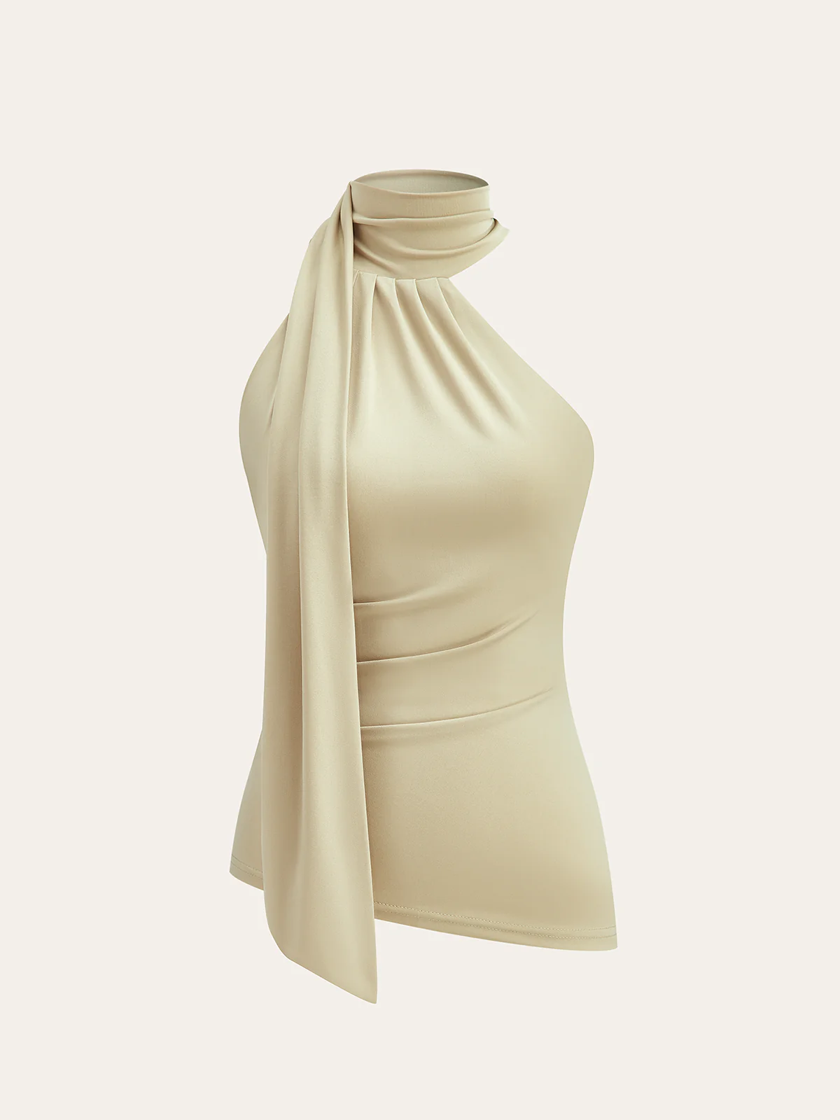 Asymmetrical Halter Neck Ruched Top - Wholesalesil