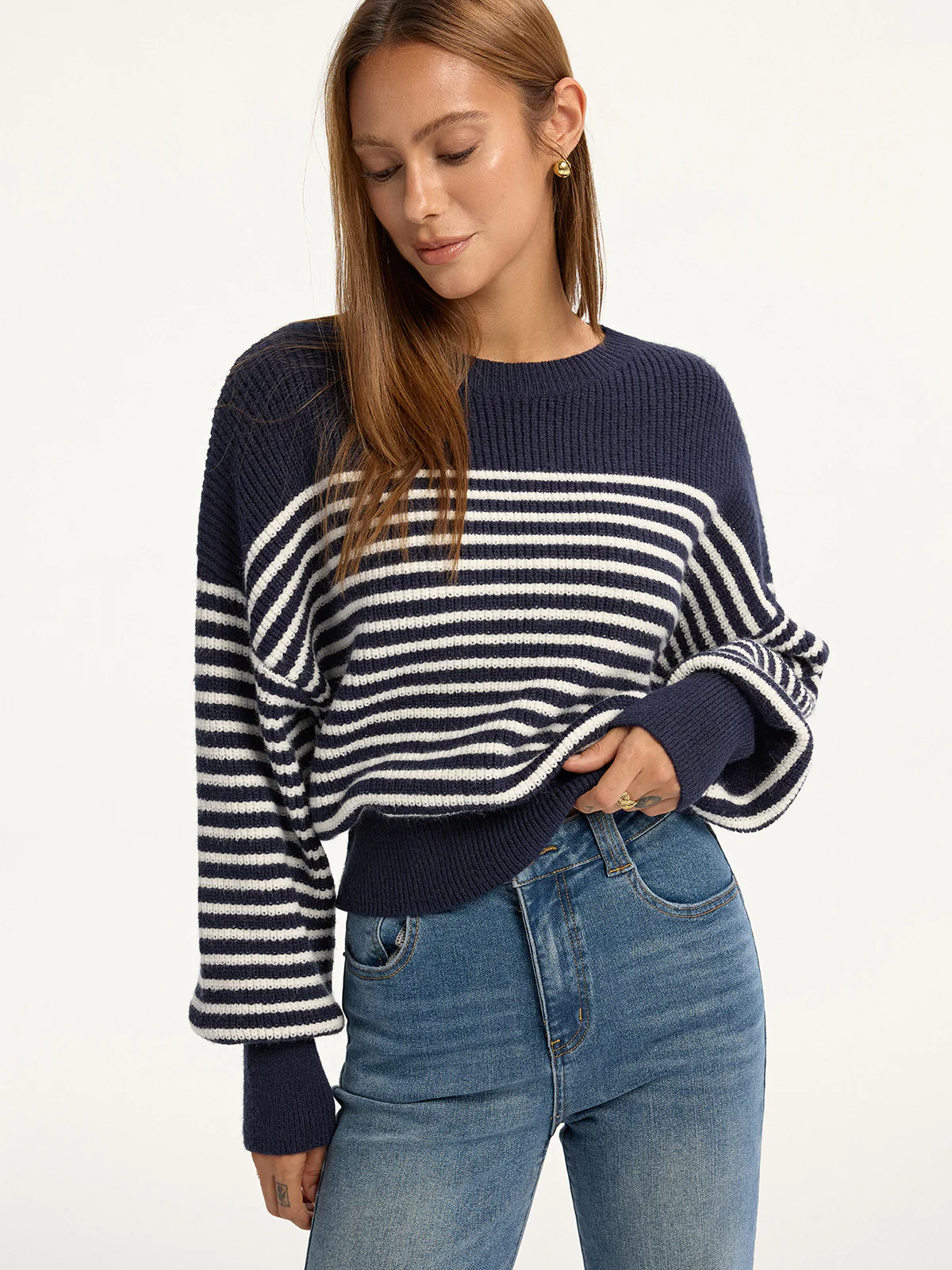 Stripped Ribbed Sweater - Wholesalesil