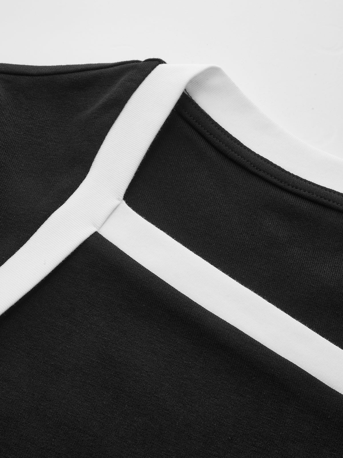 Contrast Trim Asymmetric Neckline T-Shirt - Wholesalesil