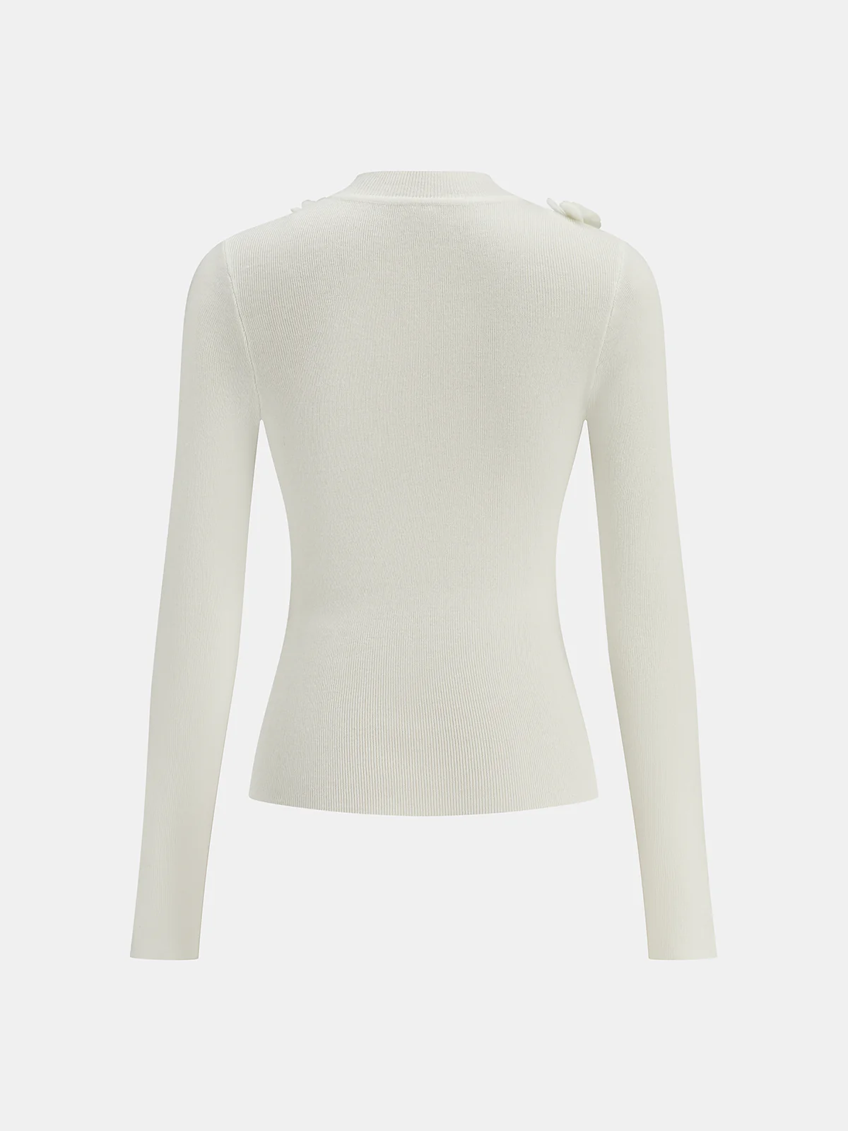 3D Floral Mock Neck Wool Blend Knit Top - Wholesalesil