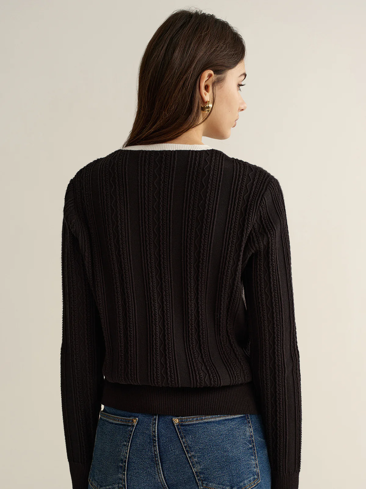 2 in 1 Lace Trim Two-Tone Sweater - Wholesalesil