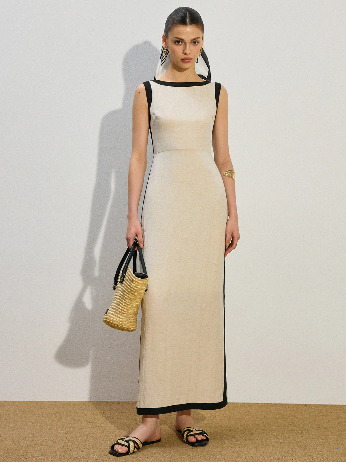 Contrast Trim Maxi Dress - Wholesalesil