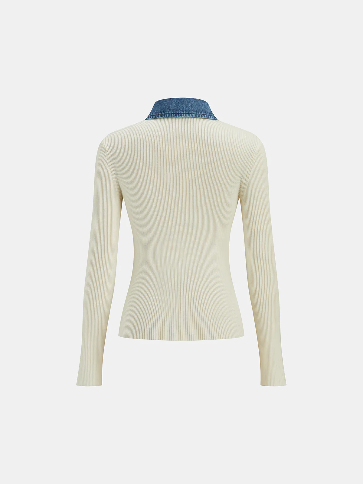 Wool Blend Denim Collar Metal Button Cardigan - Wholesalesil