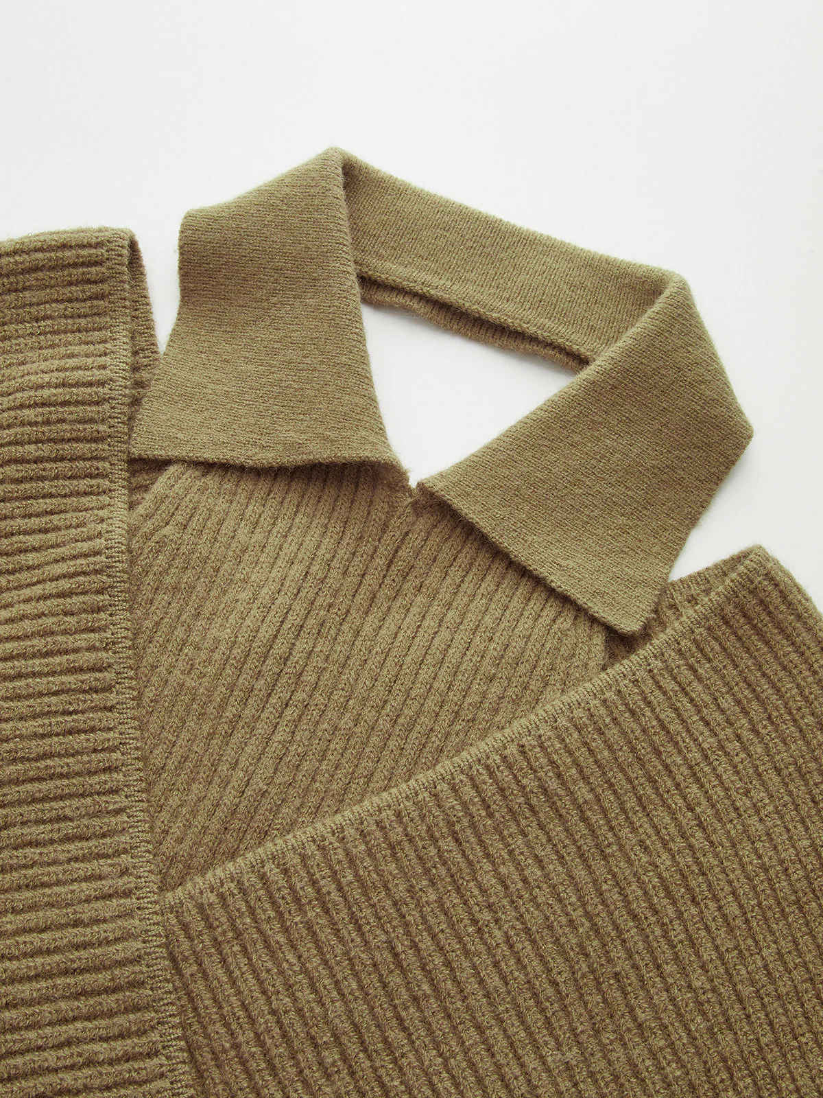 Collared Cut-Out Cross-Front Sweater - Wholesalesil
