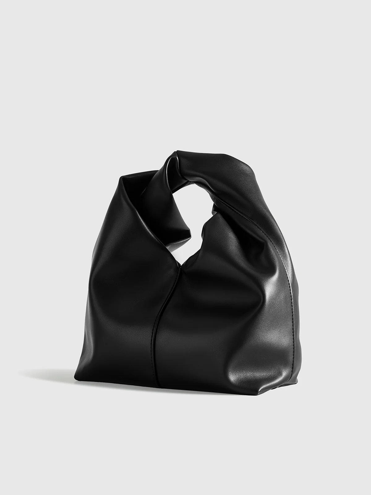 PU Leather Handbag with Twisted Top Handle - Wholesalesil