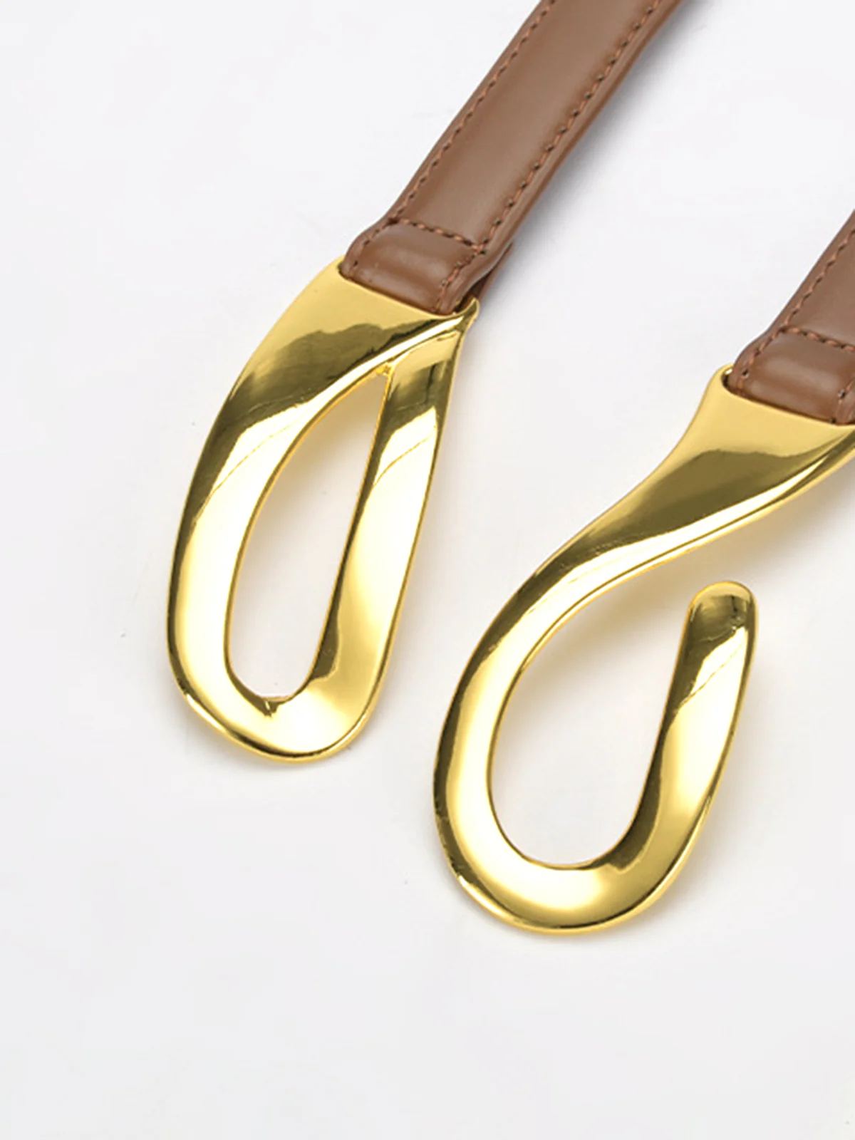 Golden Interlocking Buckle Leather Belt - Wholesalesil