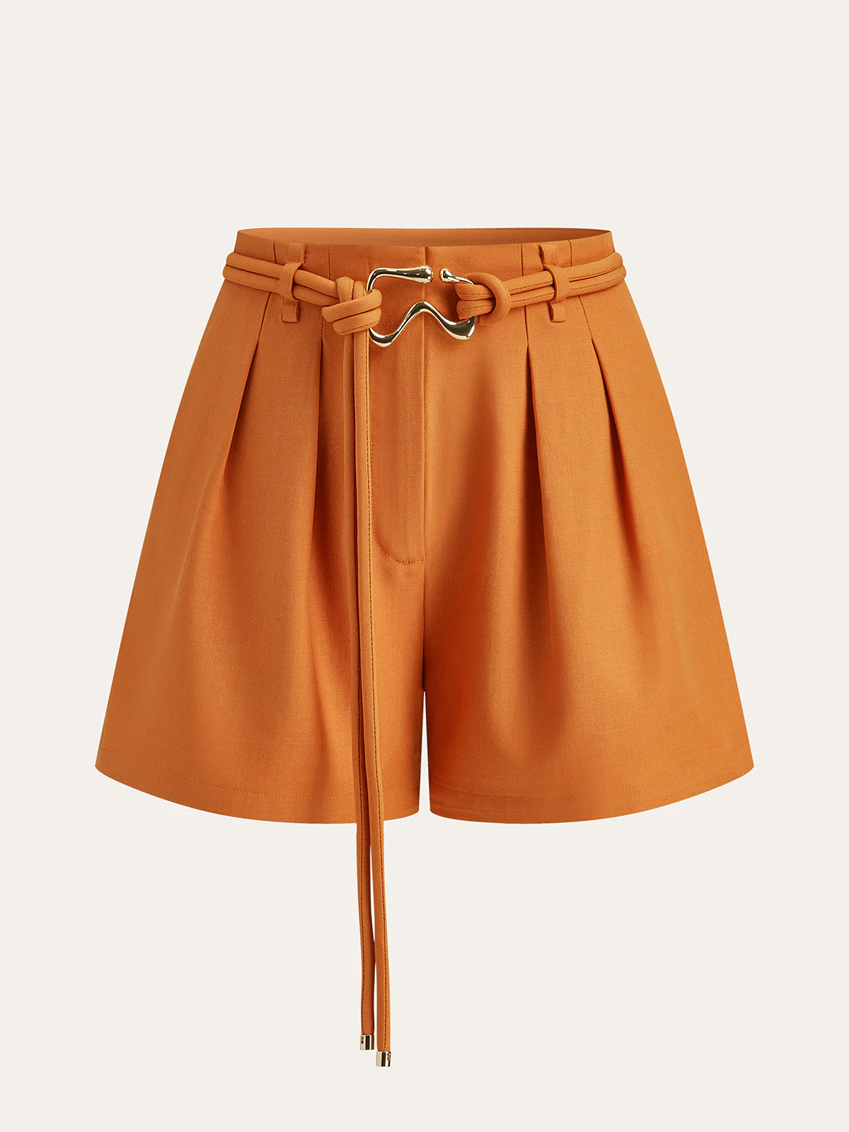 Belted Mid-Waisted Pleated Shorts - Wholesalesil