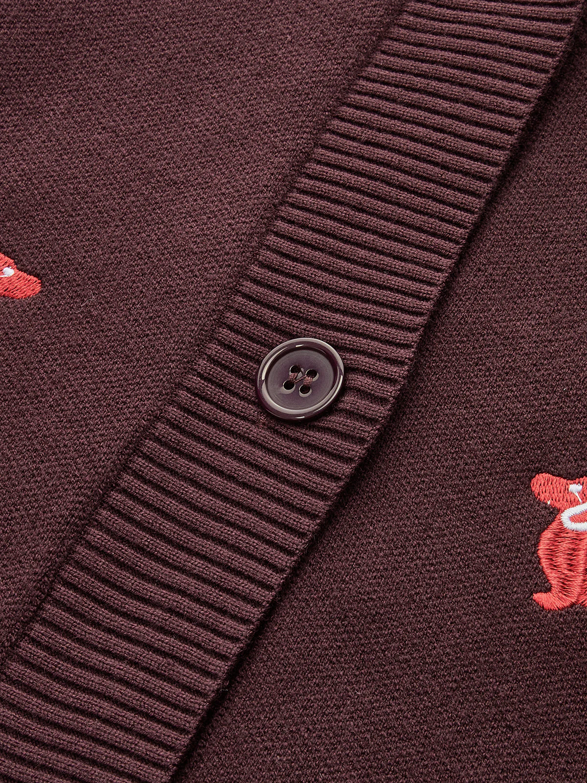 Dog Embroidered V-Neck Cardigan - Wholesalesil