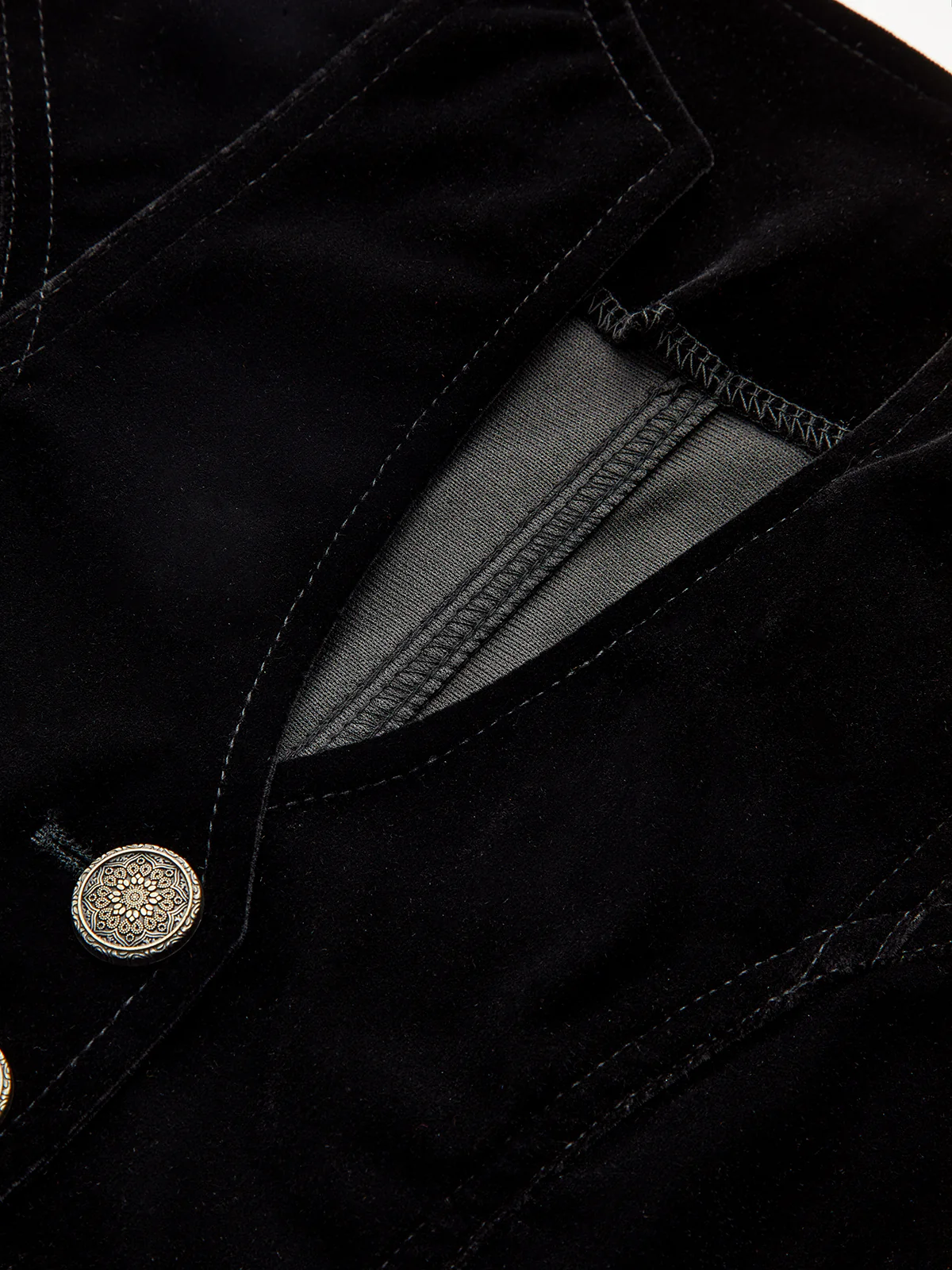 Button-Front Velvet Fitted Vest - Wholesalesil