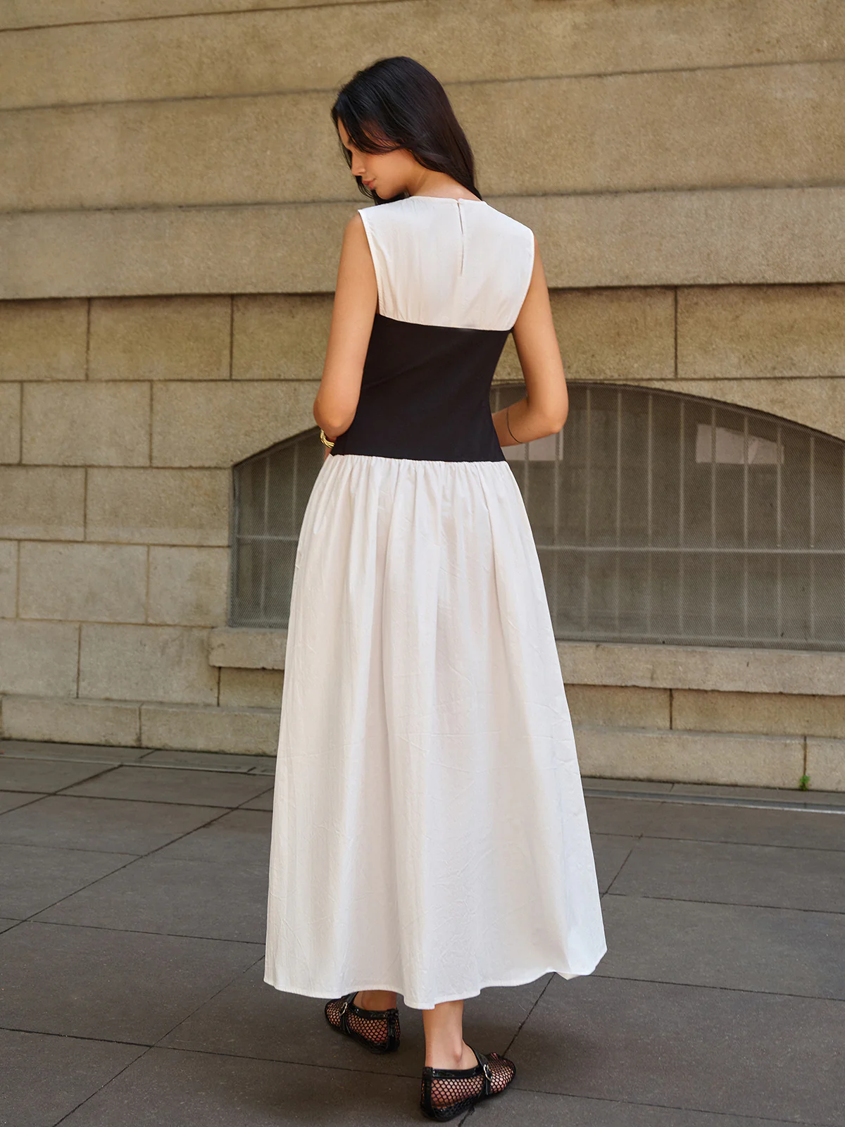 Sleeveless Color-Block Maxi Dress - Wholesalesil