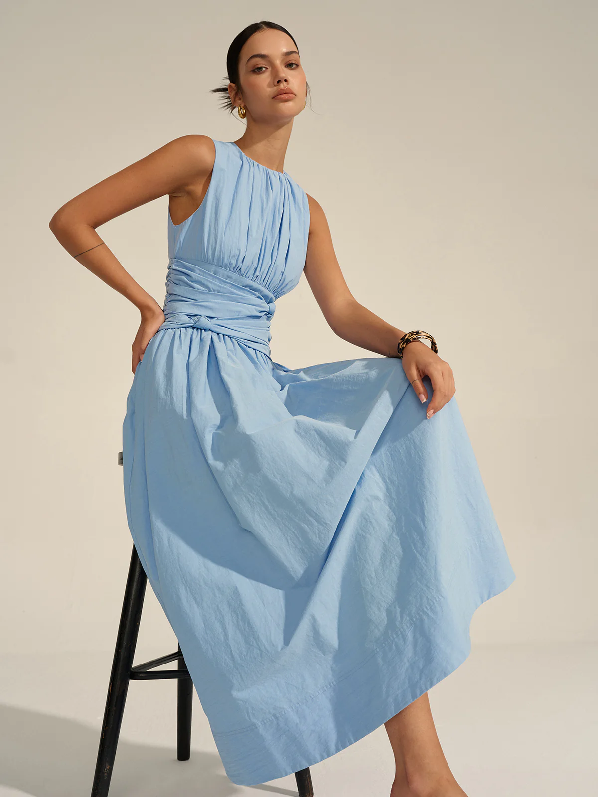 Ruched Waist Maxi Dress - Wholesalesil