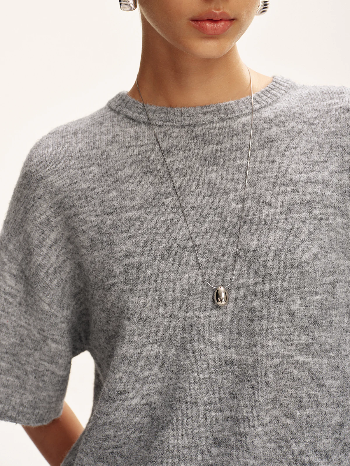 Wool-Blend Short Sleeve Sweater - Wholesalesil