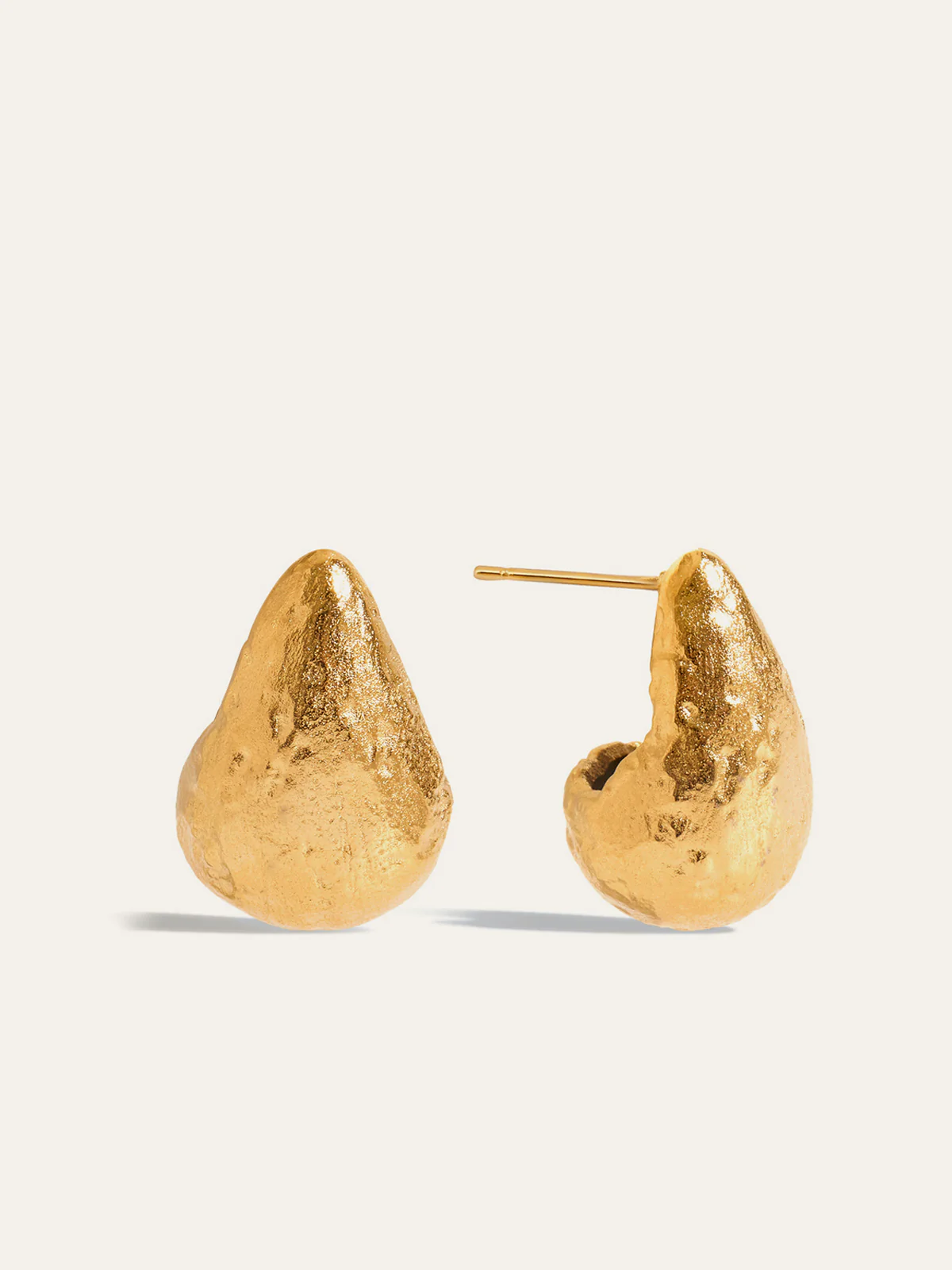 Gold-Tone Textured Teardrop Stud Earrings - Wholesalesil