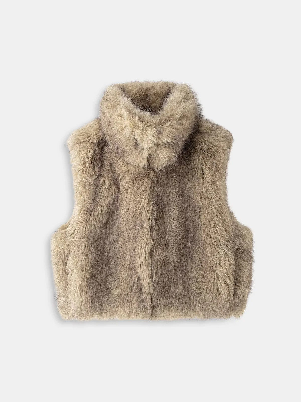 Faux Fur Sleeveless Vest without Belt - Wholesalesil