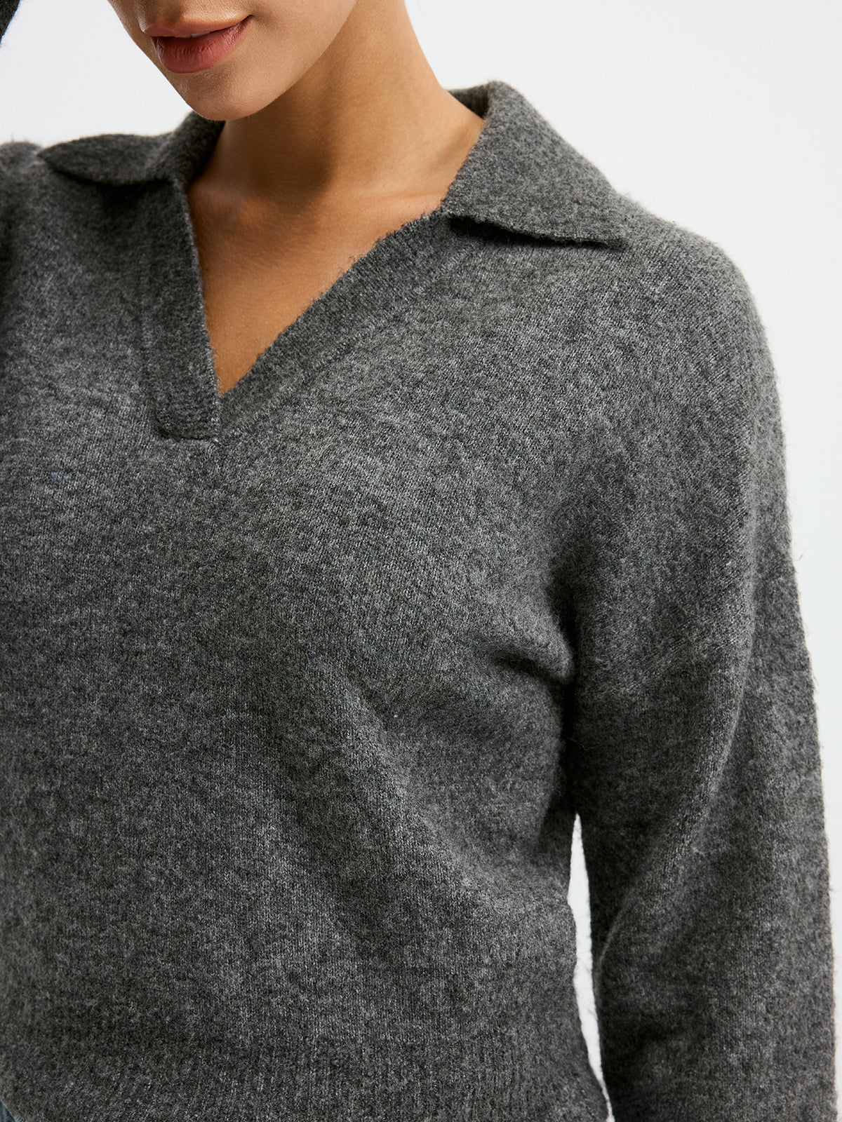 Wool Blend Polo Collar Casual Sweater - Wholesalesil