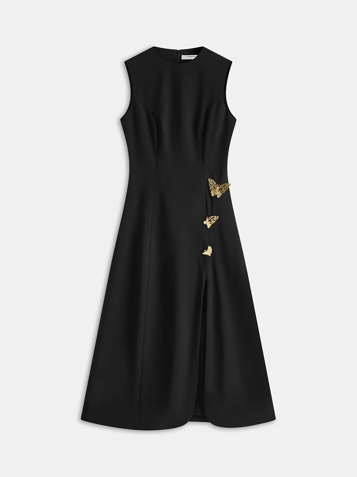 Metal Butterfly Detail Sleeveless Midi Dress - Wholesalesil