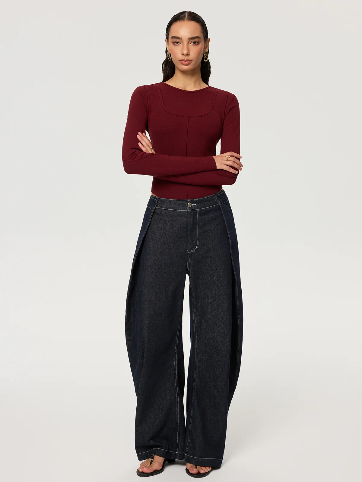 Contour-Seam Long Sleeve Bodysuit - Wholesalesil