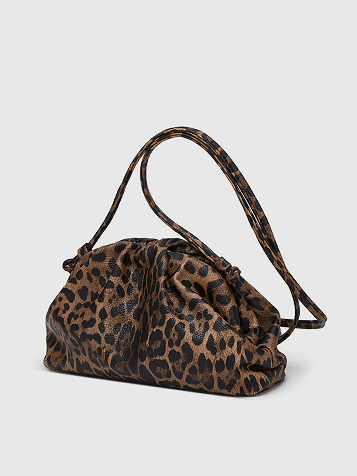 Leopard Print Ruched Cloud Bag - Wholesalesil